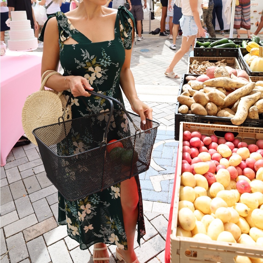 Reformation Green Floral Midi Dress